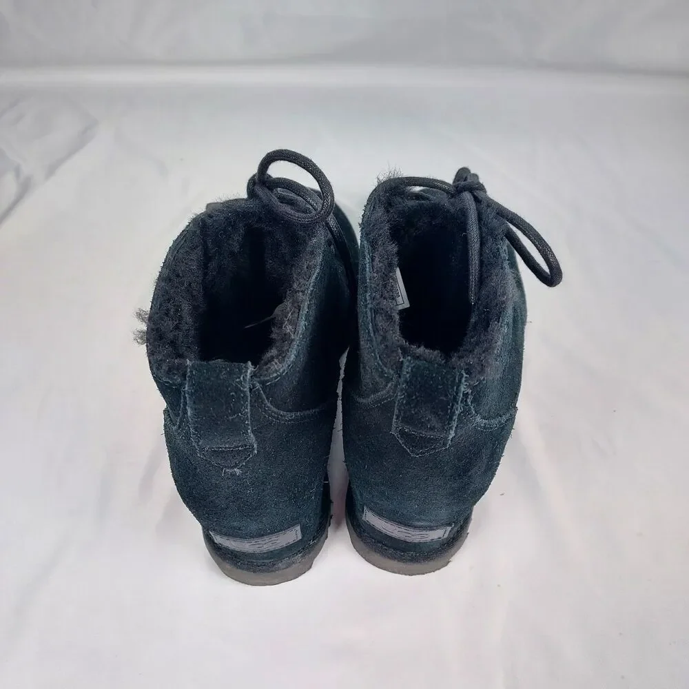 UGG Neumel Style Black Suede Chukka Boots Womens 9 Fur Lined Winter